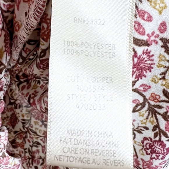 New with Tag Women's Max Studio Floral Smocked Bodice Long Sleeve Ruffle Blouse - Picture 16 of 16